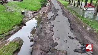 Flooding leaves behind damage, a mess in Nashville, Illinois