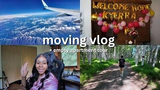 MOVING VLOG | empty apartment tour, moving out of state + moving in together 
