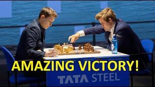 AMAZING VICTORY!! Andrey Esipenko vs Magnus Carlsen || Tata Steel Chess 2021 - R8