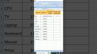 How to GST Value Calculate in Excel  #shorts #excel #gst #calculation