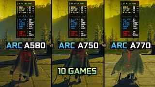 Arc A580 8GB vs Arc A750 8GB vs A770 16GB | Test in 10 Games | 1080P & 1440P