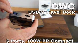 OWC USB-C Travel Dock: 5  Ports, 100W, Built in Cable Work Horse