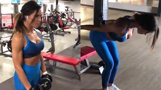 Kelsey Wells Bikini Model | Dumbells & Legs Squat Workout | Female Motivation Workout |@kelseywells