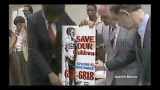 Signs Put Up Downtown Advertise Atlanta Missing and Murdered Children Hotline (4/17/81)