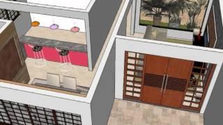 Projeto casa com 3 quartos sketchup