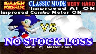 Smash Remix - Classic Mode Gameplay with Sonic (VERY HARD) No stock loss