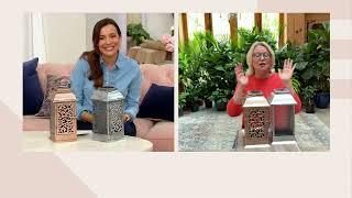 Barbara King 12" Embossed Glass Solar Powered Metal Lantern on QVC