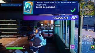 How to EASILY Collect Gold bars from Safes or Cash Registers in Fortnite locations Quest!