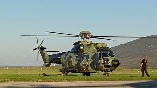 Serbian Police Helicopter Unit Airbus Helicopters H215 take-off from Vršac Airport, Serbia