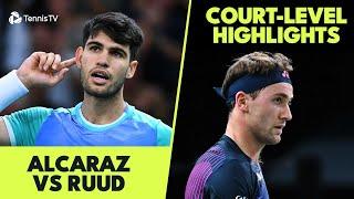 Carlos Alcaraz vs Casper Ruud Court Level Highlights | Nitto ATP Finals 2024