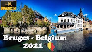  Bruges - Belgium Walking Tour 2021- Main Square - 4K ( Ultra HD 60fps)