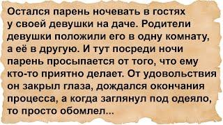 Парень просыпается посреди ночи от того, что ему кто то делает приятно...