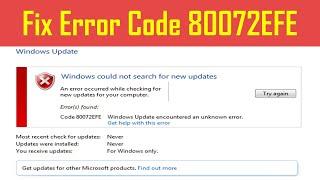 Windows could not search for new updates 80072efe windows 7