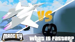 Lightbike VS Cyberplane, Which Is Faster | Mad City (Roblox)