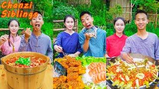 SPICY Barrel Fish Cook with Stone!? | Mukbang Eating Challenge|Village Food Outdoor Cooking