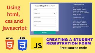 Student Registration Form | Simple Project using html, css and javascript #web development