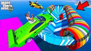 FRANKLIN TRIED RAINBOW COLOR TUB PARKOUR RAMP CHALLENGE GTA 5 | SHINCHAN and CHOP