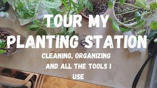 ORGANIZING PLANT TOOLS AND SUPPLIES | How I set up my planting station and the gardening tools I use