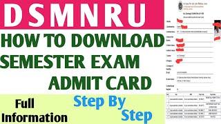 How To Download Your Dsmnru Semester Exam Admit Card | dsmnru admit card download | #viralvideos