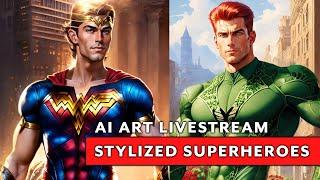 Stable Diffusion, Super Heroic AI ART, Stylized Art using Prompts, Wonder Woman, Cat Woman