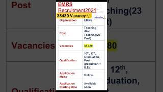 EMRS Vacancy 2024  for various Post #details  #emrs #jobvacancy  #shorts