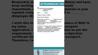 Request Letter for Issuance of NOC for Applying Passport