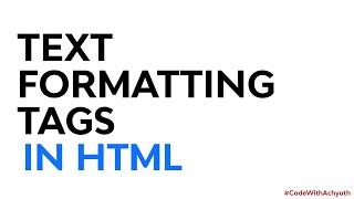 HTML Text formatting tags | VS Code