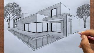 How to Draw a House in 2-Point Perspective Step by Step