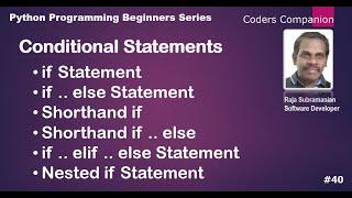 #40 Python Conditional Statements