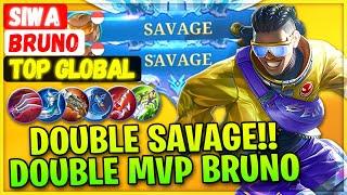 DOUBLE SAVAGE!! Siwa Double MVP Bruno [ Top Rank Global ] SIWA - Mobile Legends Emblem And Build