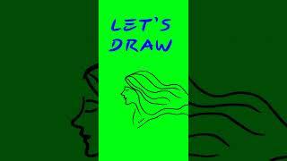 Draw LADY WITH FLOWING HAIR – PEN LINE DRAWING - Green Screen Corner Chrome Key Animation Video Free