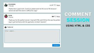 Create a Comments Box using HTML and CSS | Comment Box | Comment box design