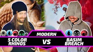 5 Color Rhinos Vs Basim Breach Combo [Paper Modern MtG Gameplay] 2025