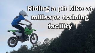 Hitting jumps with a 110 pit bike ￼