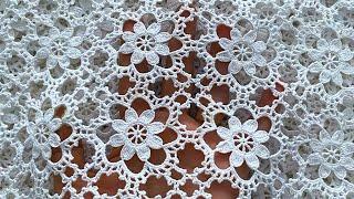 Beautiful Crochet Motif Easy Crochet Pattern for Crochet Tablecloth , Table runner, Blanket