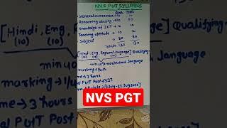 Nvs pgt syllabus 2022