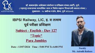 BARTI - IBPS - English - Para Jumbles  - Day 127 By Anirudh Rathore