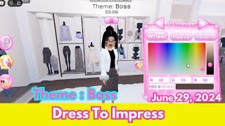 Theme Boss Dress To Impress Roblox, June 29, 2024