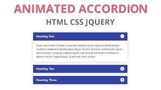 Animated accordion with plus minus icon using html css jquery