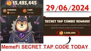 Memefi Secret Reward Combo Today 29/06/2024| Memefi 2,000,000 Coins Code