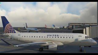 MSFS Full Flight Flightsim Studios United E175 MRY-SFO Landing in 52kt wind gusts, stormy NorCal