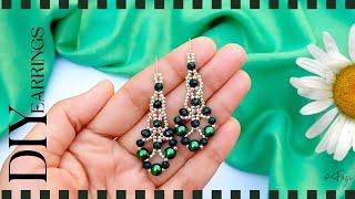 Emerald Green Beaded Earrings Tutorial | DIY Elegant Jewelry Making