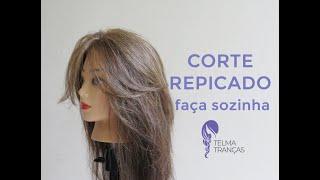 como cortar cabelo sozinha, passo a passo de corte repicado - Telma tranças