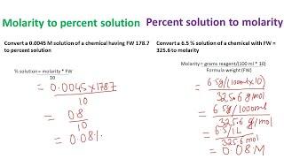 How to convert Percent solution into molarity and molarity into percent solution