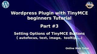 Learn Wordpress Plugin with TinyMCE Editor Beginners Tutorial (#3) Setting Options to TinyMCE Button
