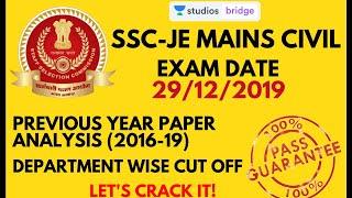 SSC-JE Mains Civil | Previous Paper Analysis | Department Wise Cut Off | Apoorv Mittal