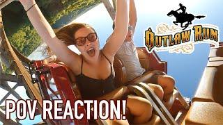 Sarah's First Ride Ever on Outlaw Run! Silver Dollar City's Insane RMC Inverting Wood Coaster