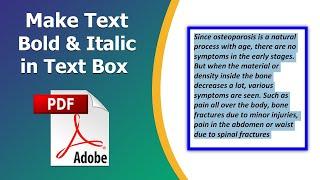 How to make text bold and italic in pdf text box using adobe acrobat pro dc