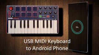 How to Connect Akai MPK mini USB MIDI Keyboard to Samsung Note 10+ Android Phone