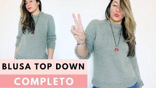 HOW TO KNIT A TOP DOWN PULLOVER - Easy knitting pattern for beginners